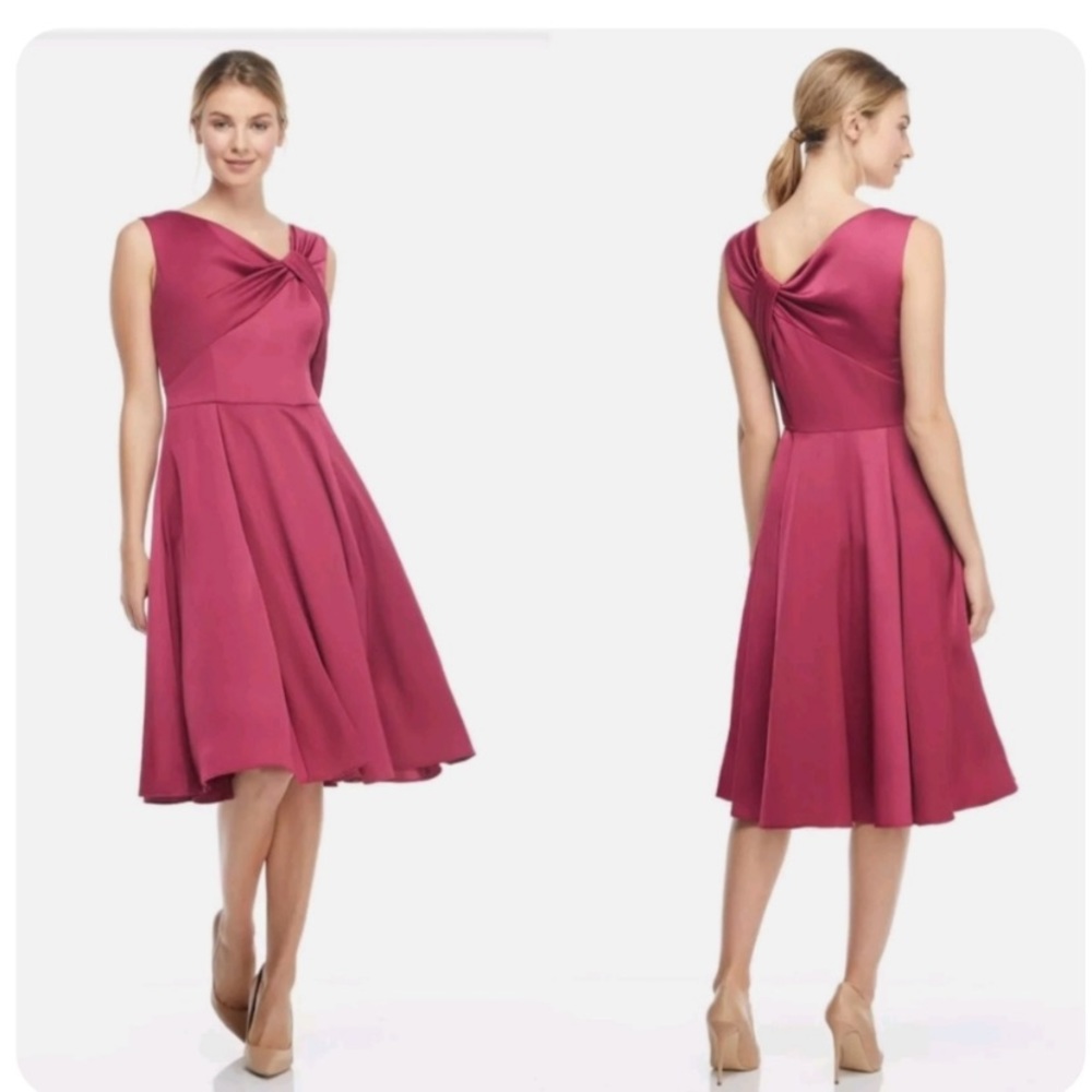 NWT Gal Meets Glam Noelle Twist Bow Dress Berry Women’s Size 6 NEW $198.
